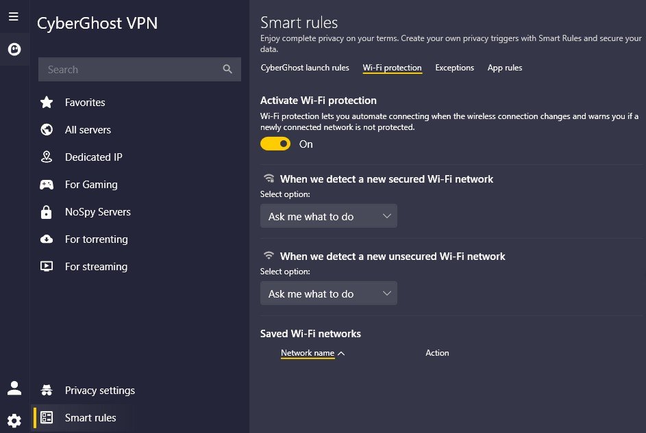 cyberghost vpn wifi apsaugos nustatymai