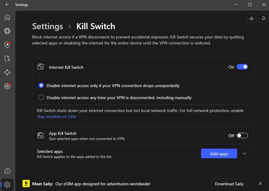 nordvpn kill switch nustatymai