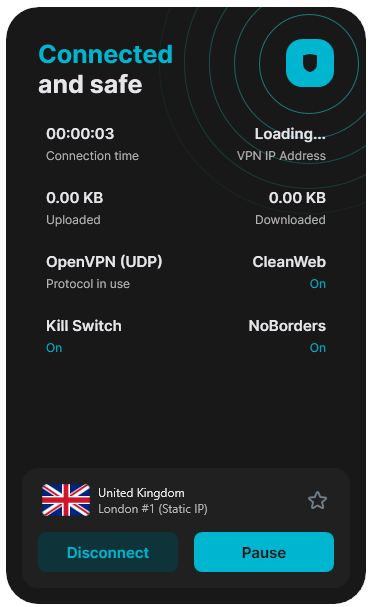 įjungtas VPN ryšys